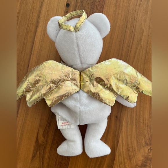 TY Retired Beanie Baby Halo II Gold Wing Angel Bear 2000 Vintage No Hang Tag - Picture 10 of 15